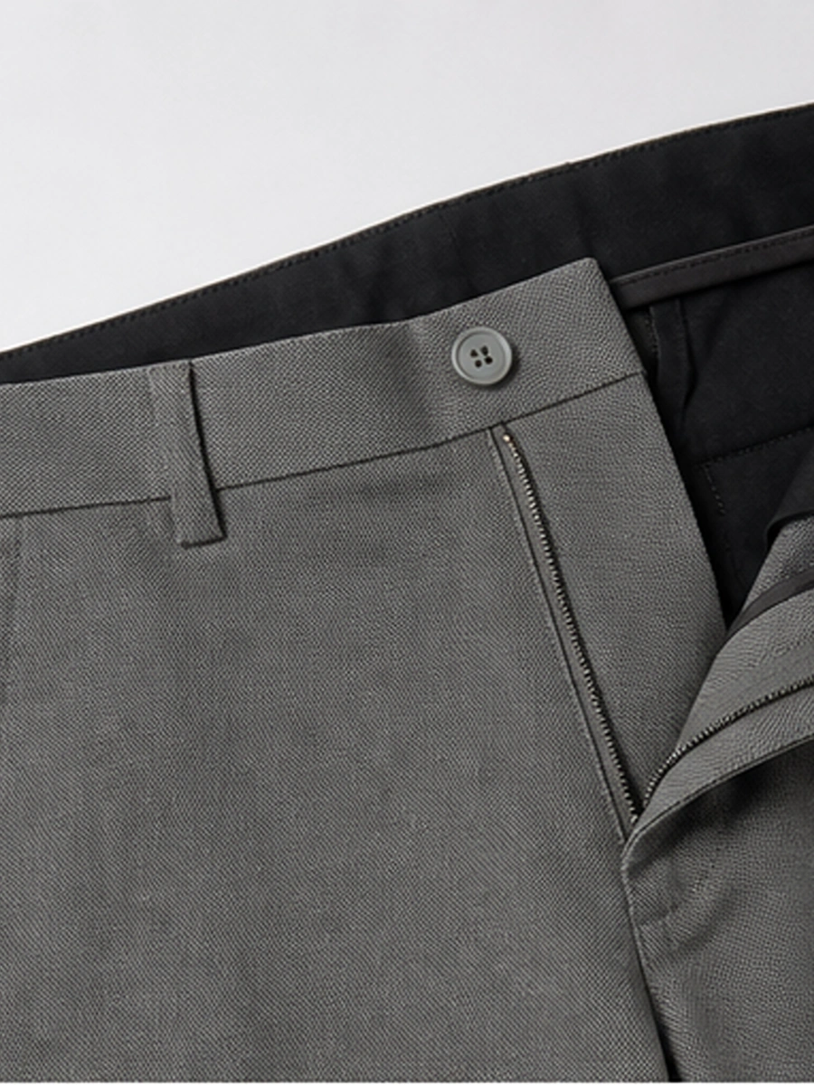 Cotton Chino with Jacquard Weave and Extra Stretch - Charcoal Elegance