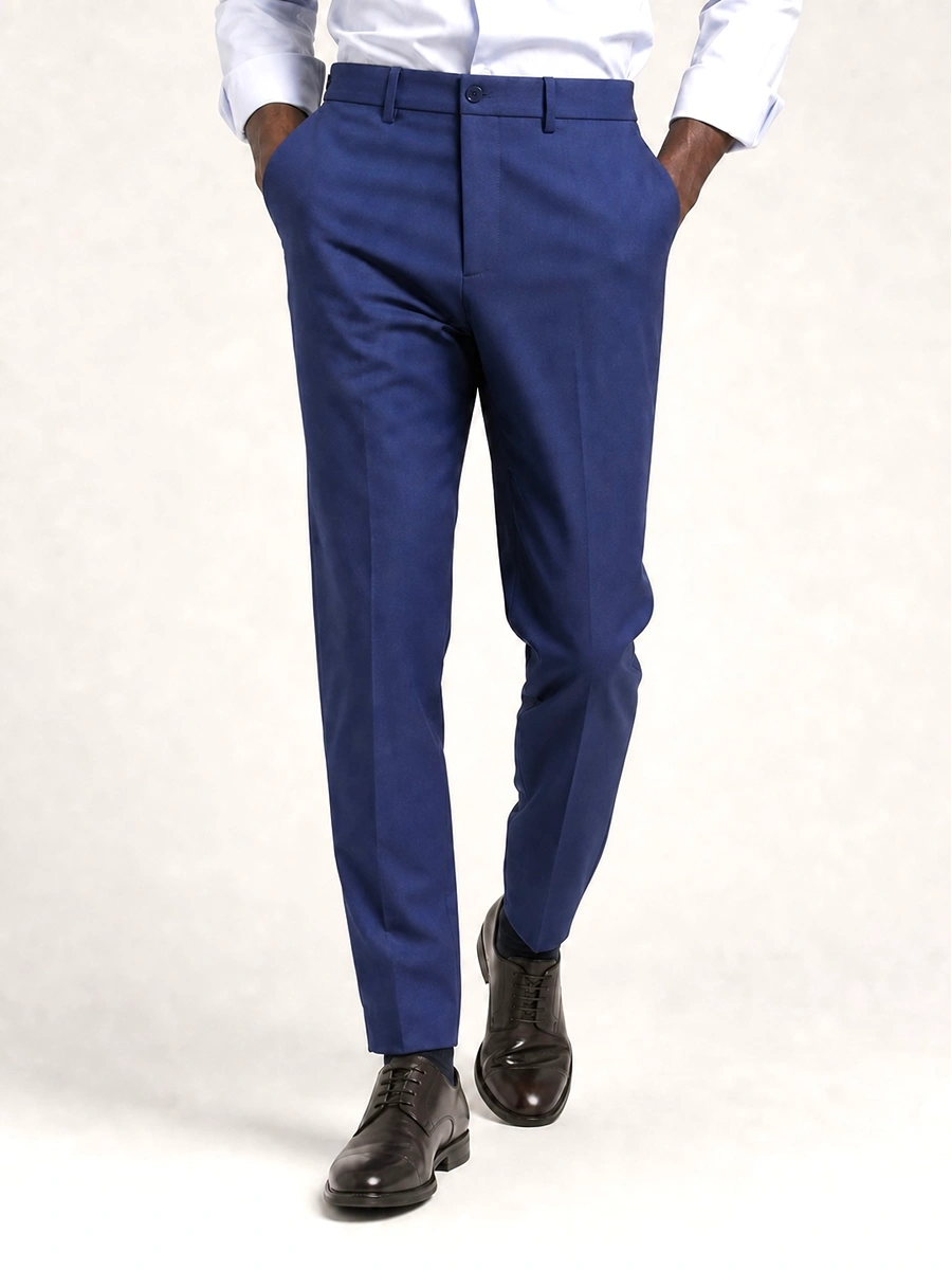 Cotton Chino with Jacquard Weave and Extra Stretch - Indigo