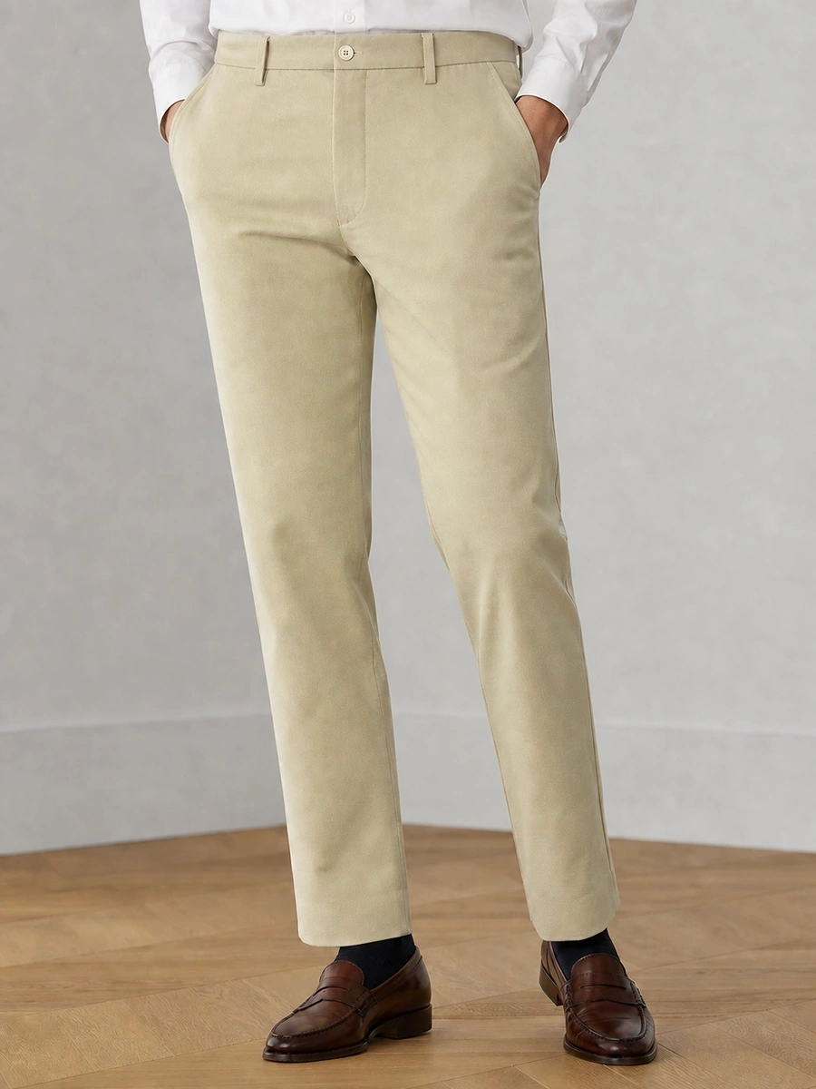 Cotton Chino with Box Weave and Extra Stretch - Khaki
