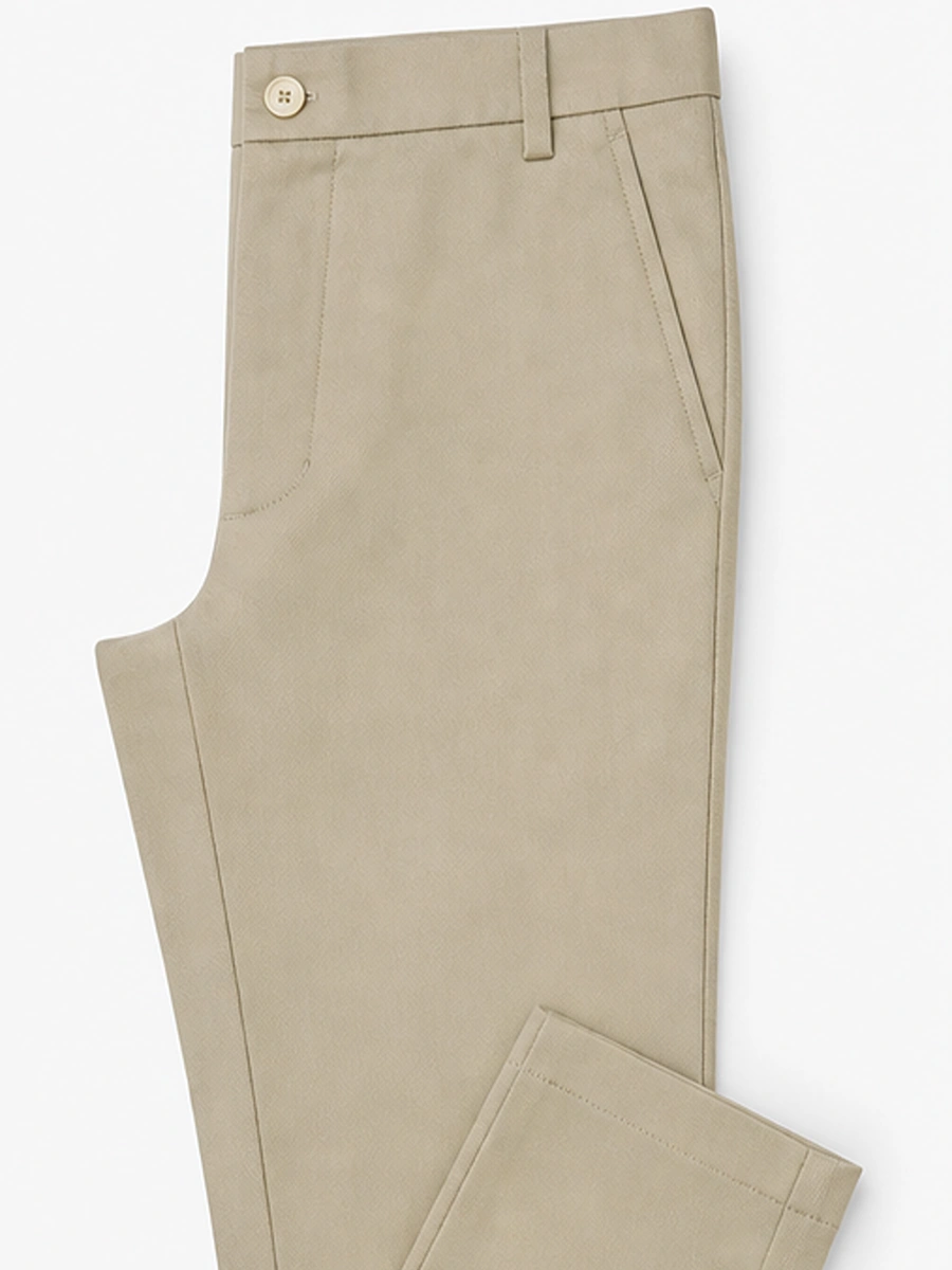 Cotton Chino with Box Weave and Extra Stretch - Khaki