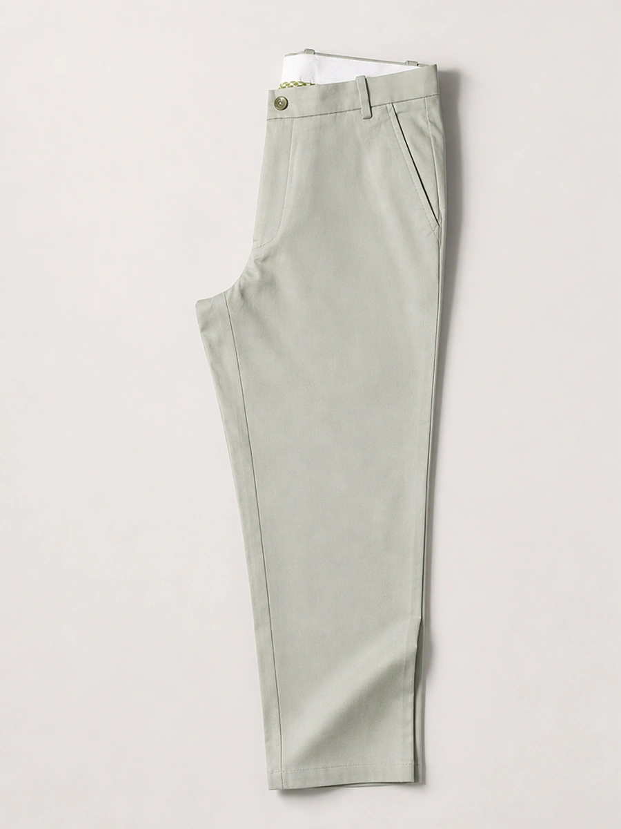 Cotton Chino with Jacquard Weave and Extra Stretch - Light Pistachio