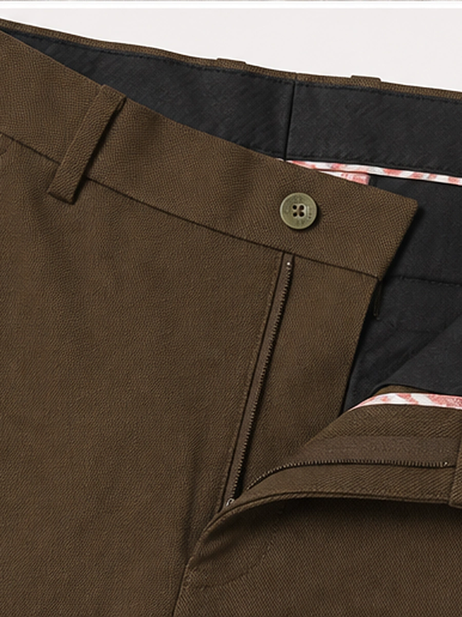 Cotton Chino with Jacquard Weave and Extra Stretch - Mocha