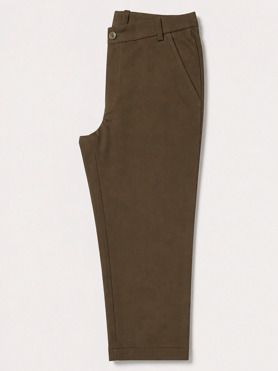 Cotton Chino with Jacquard Weave and Extra Stretch - Mocha