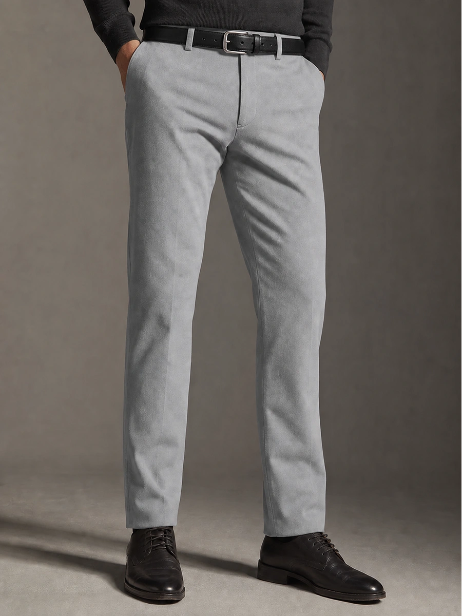 Cotton Chino with Box Weave and Extra Stretch - Moonstone Gray