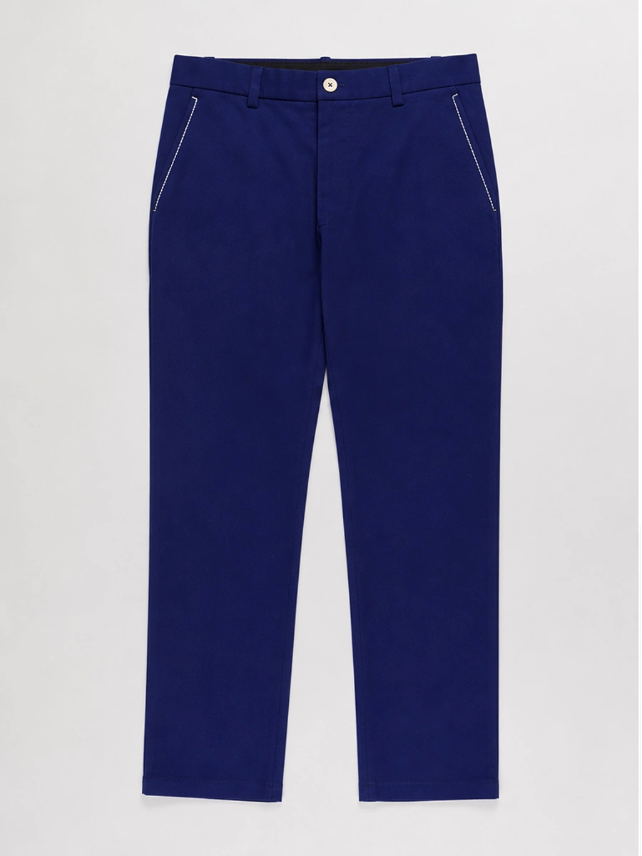 Cotton Chino with Twill Weave and Extra Stretch - Navy with Contrast Out-stitch