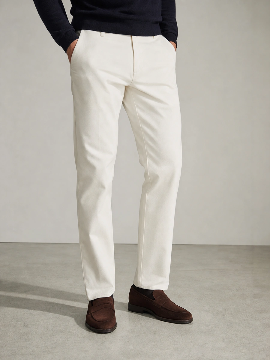 Cotton Chino with Twill Weave and Extra Stretch - Off White