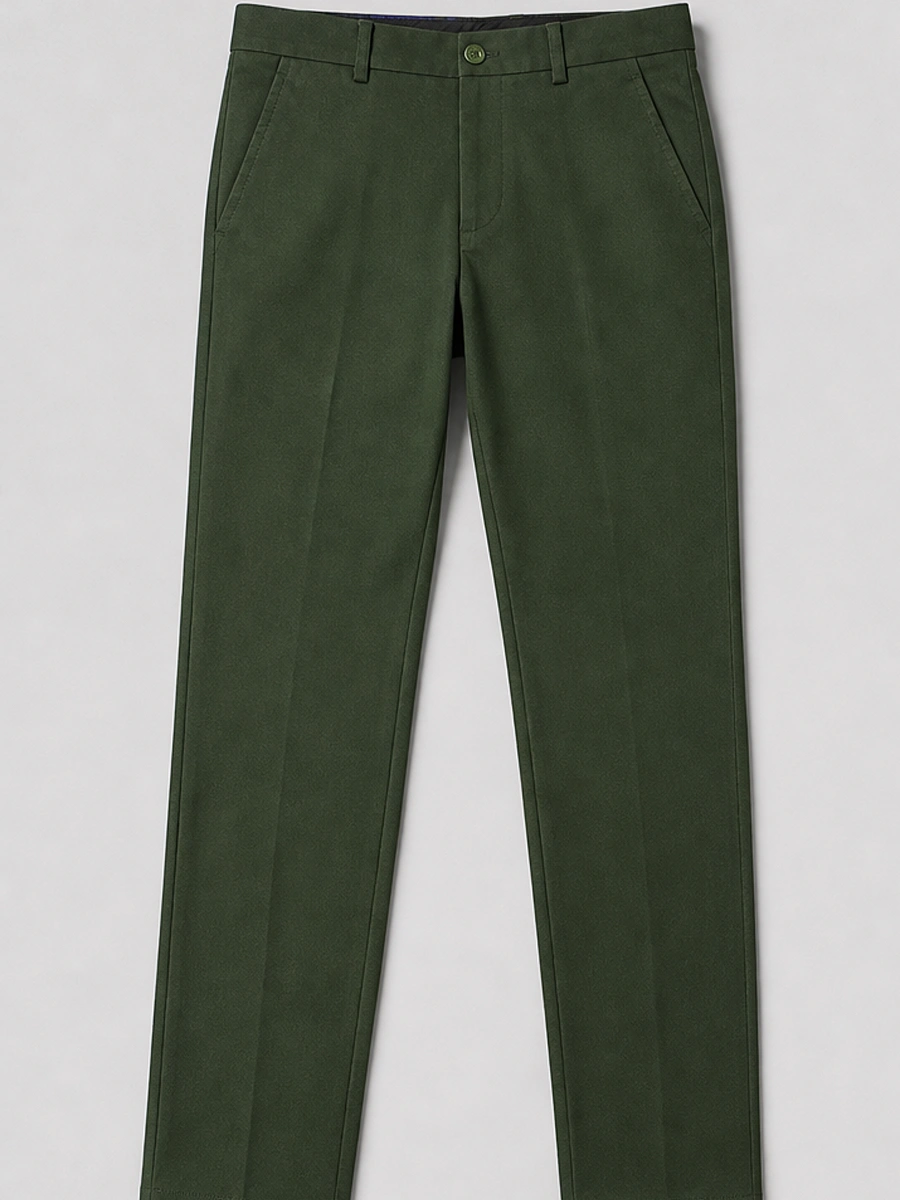 Cotton Chino with Jacquard Weave and Extra Stretch - Olive Ink