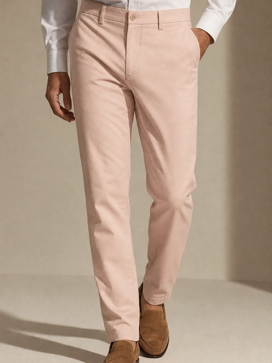 Cotton Chino with Jacquard Weave and Extra Stretch - Peach