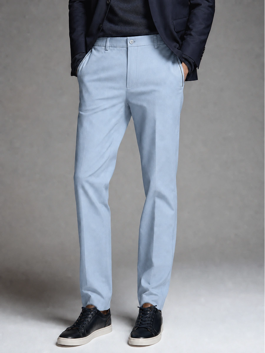 Cotton Chino with Box Weave and Extra Stretch - Sapphire Mist