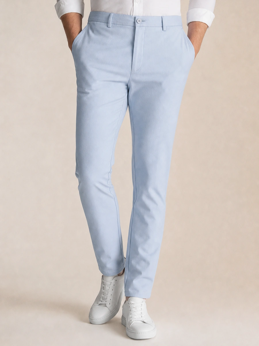 Cotton Chino with Box Weave and Extra Stretch - Sapphire Mist