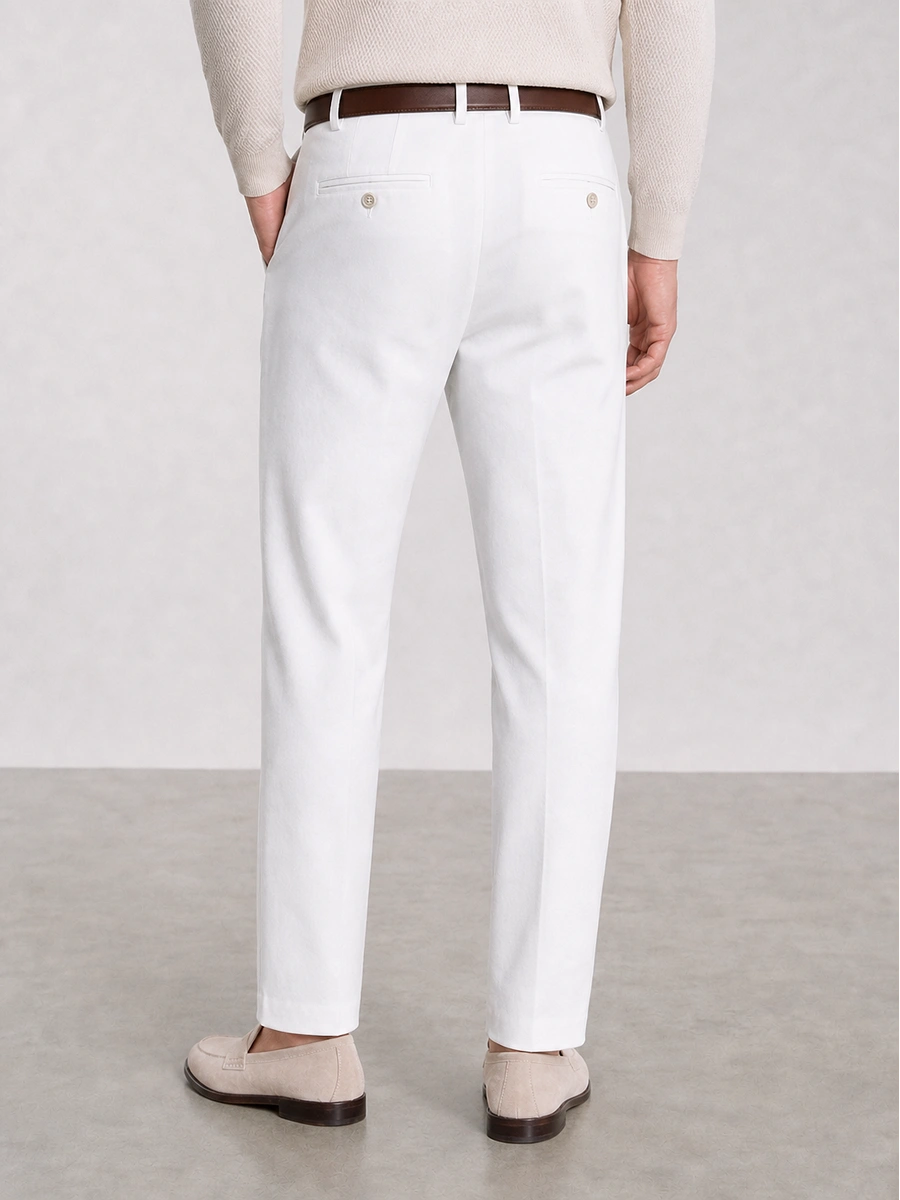 Cotton Chino with Twill Weave and Extra Stretch - White