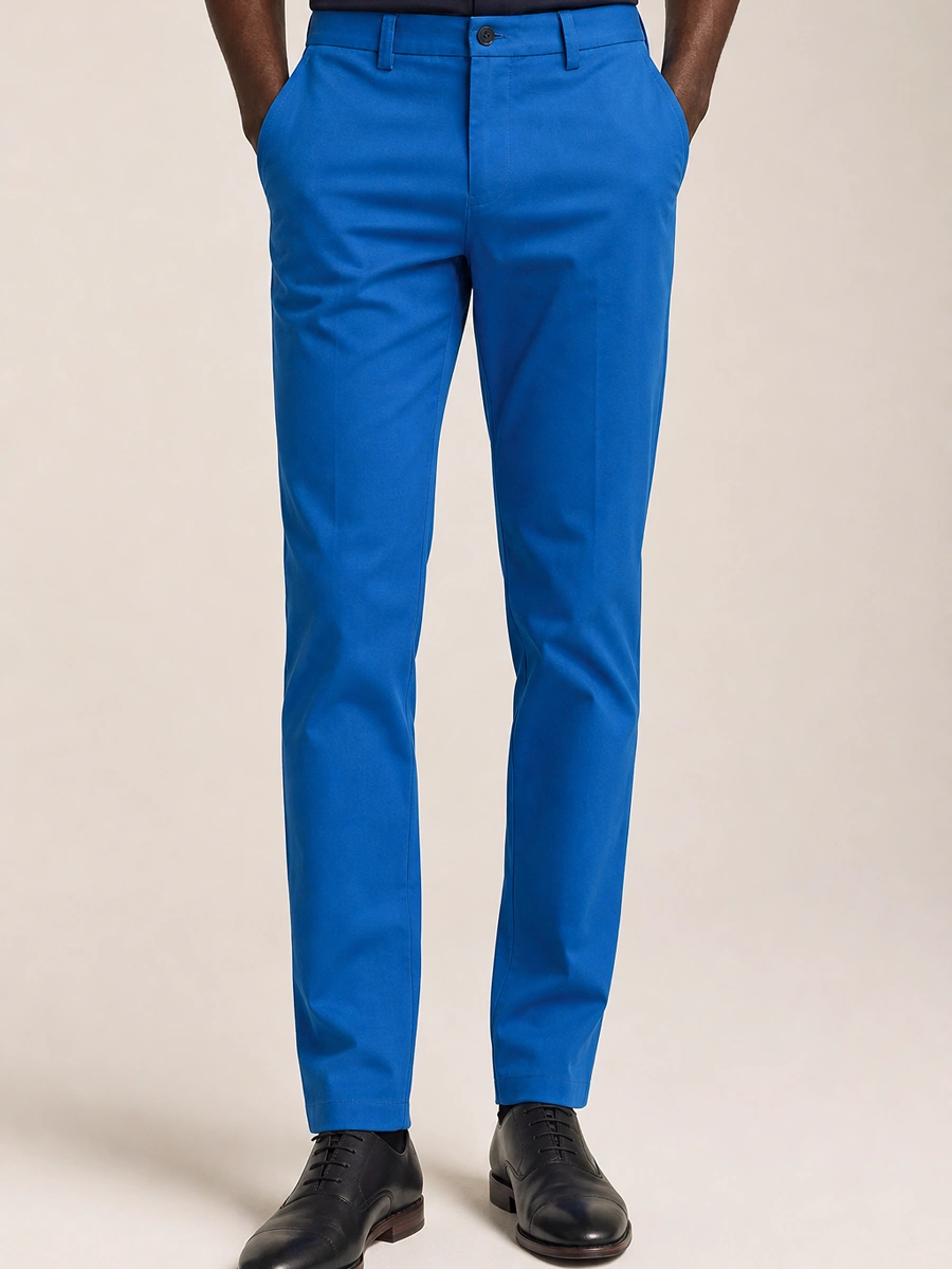 Cotton Chino with Plain Weave and Extra Stretch - Sea Blue