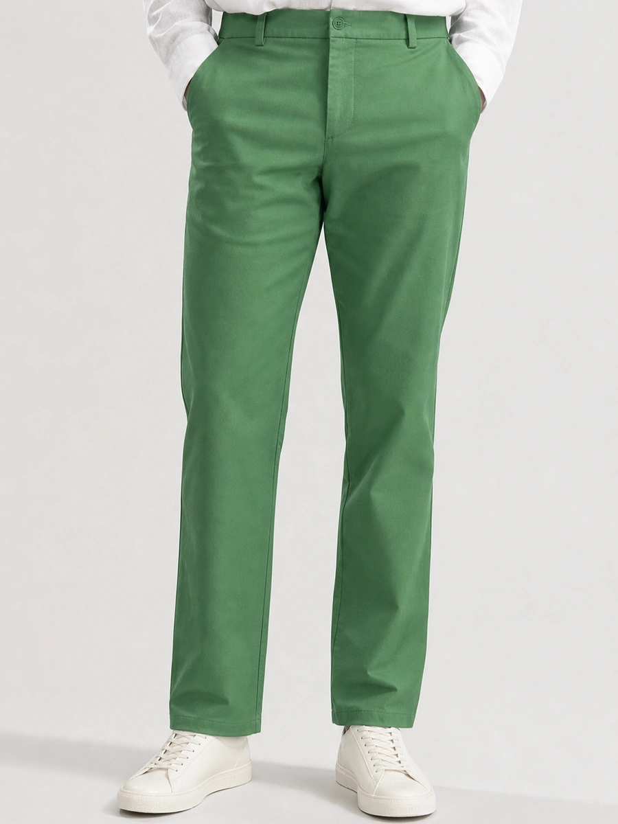 Cotton Chino with Plain Weave and Extra Stretch - Olive