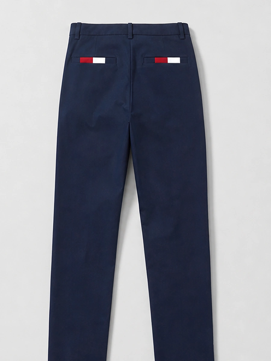 Cotton Chino with Twill Weave and Extra Stretch - Navy with Red and White Accent