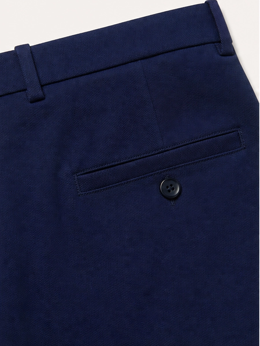 Cotton Chino with Twill Weave and Extra Stretch - Navy with Red and Blue Accent
