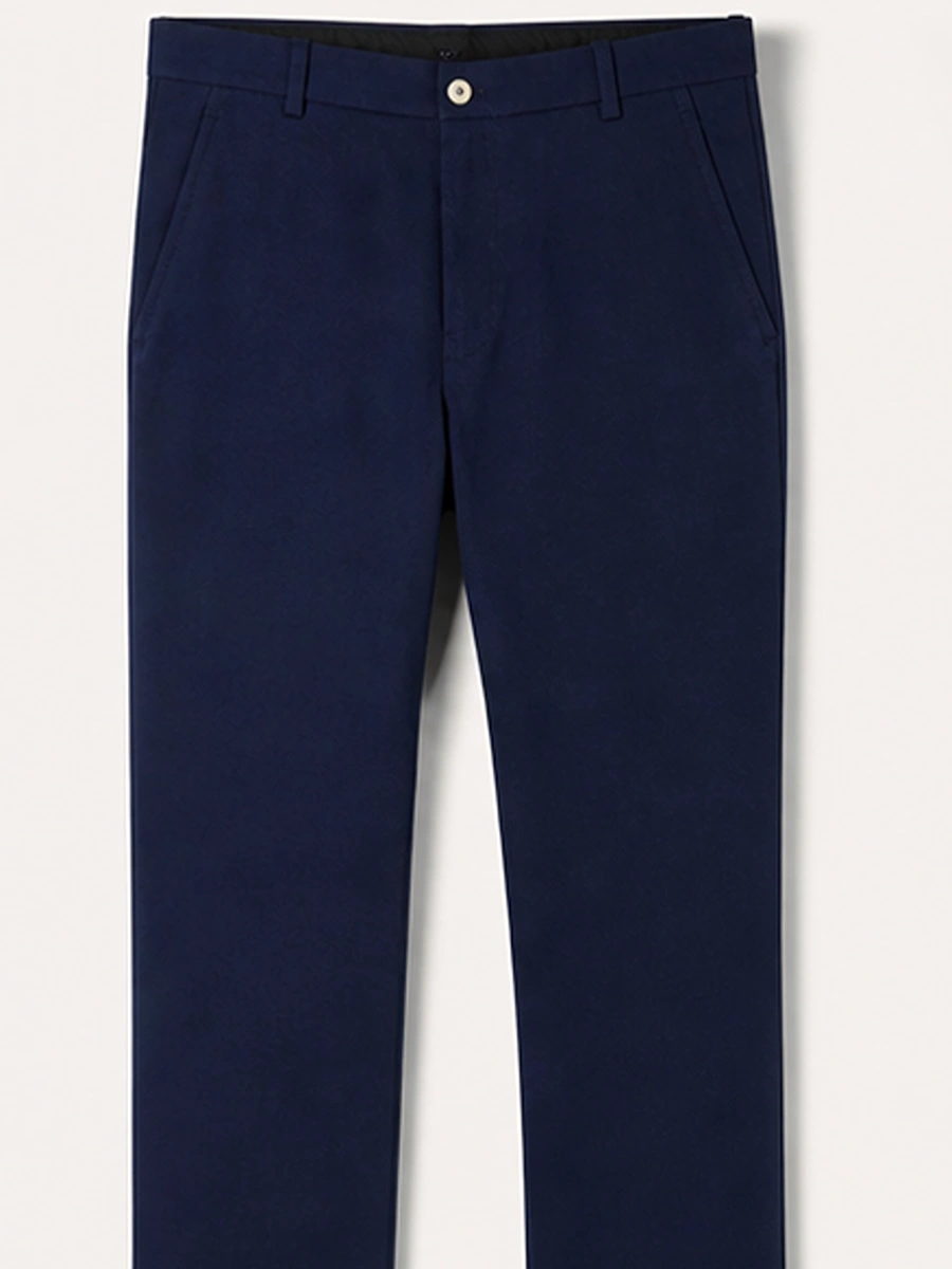 Cotton Chino with Twill Weave and Extra Stretch - Navy with Red and Blue Accent