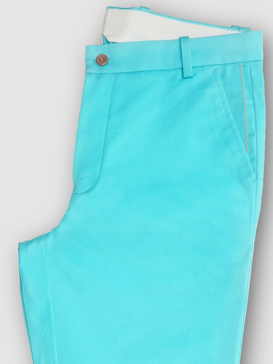 Cotton Chino with Twill Weave and Extra Stretch -Ocean With Contrast Stitch