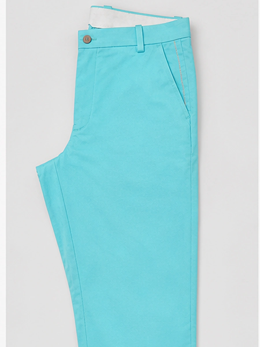 Cotton Chino with Twill Weave and Extra Stretch -Ocean With Contrast Stitch