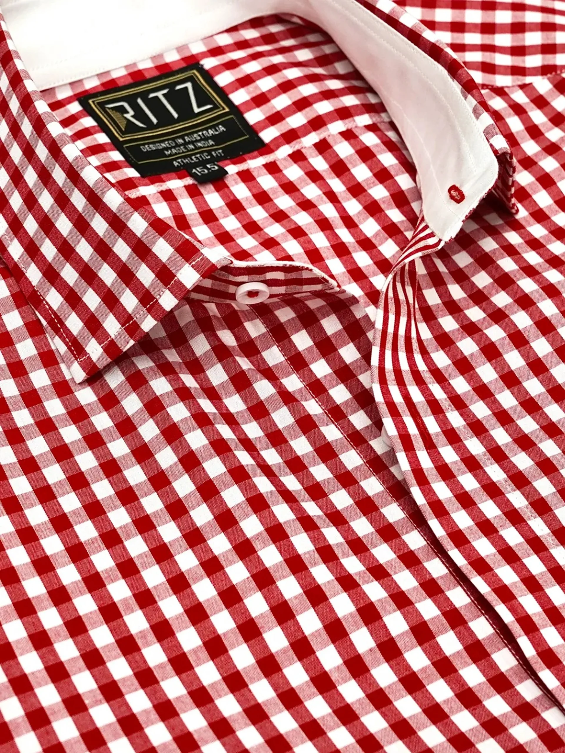 Pure  Cotton, Red and White Checked Essential Shirt