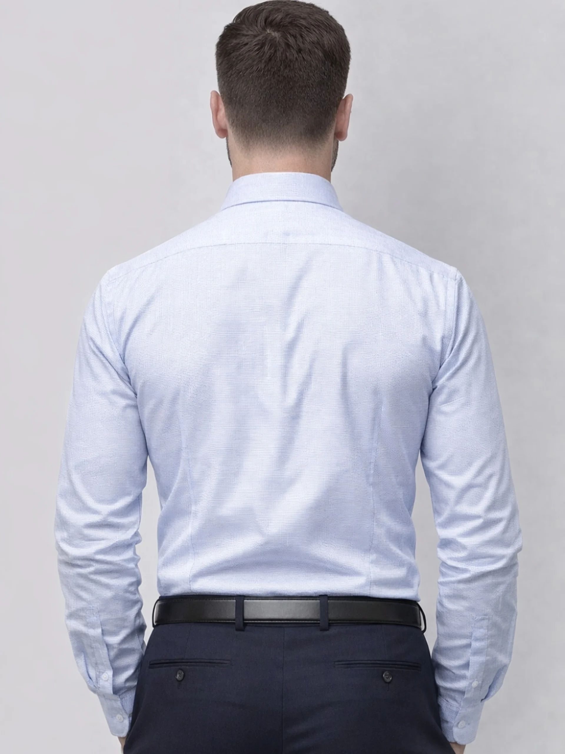 Non-Iron 100% Cotton Sky Blue Shirt - Contrast Fabric
