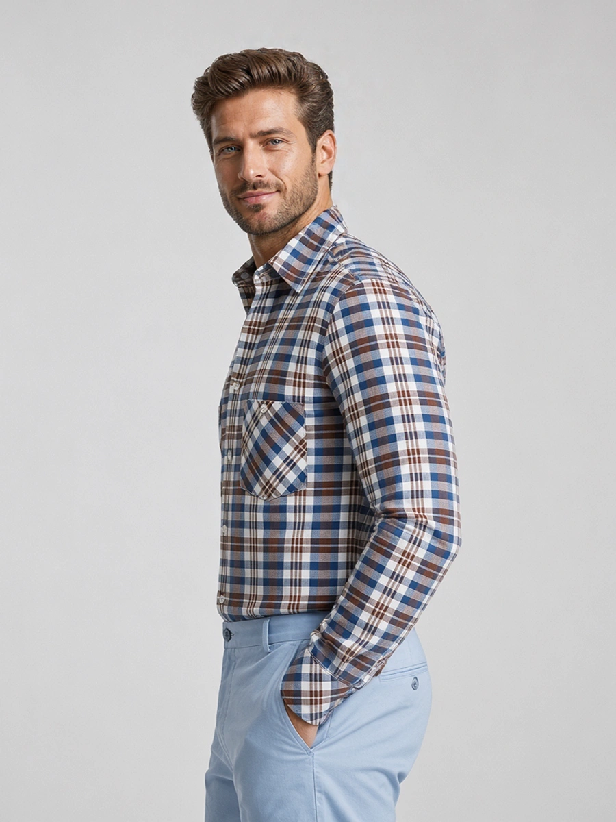 Hemp Shirt and Cotton Chino Pair – Blue and Burgundy