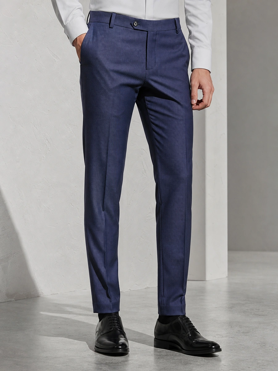 Luxury Viscose Trousers with Dobby Weave - Turquoise