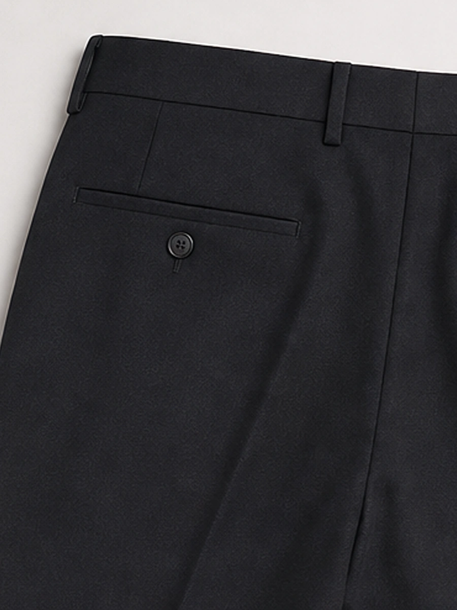 Luxury Viscose Trousers with Satin Weave -  Black