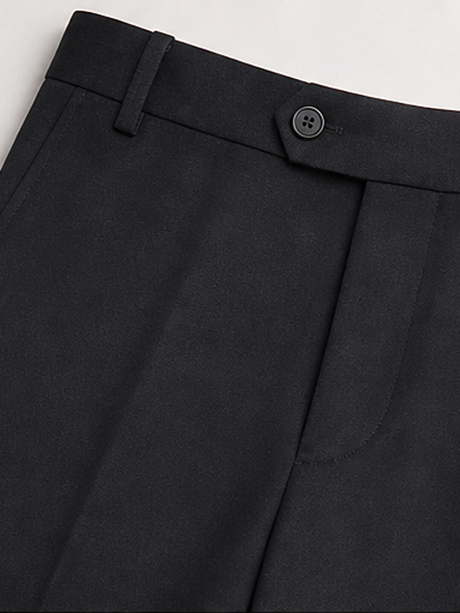 Luxury Viscose Trousers with Satin Weave -  Black