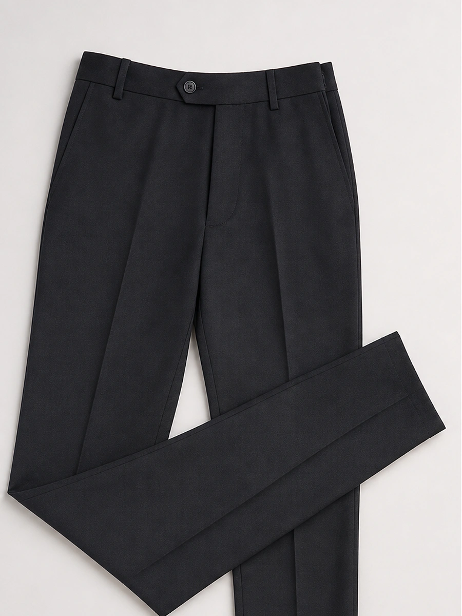 Luxury Viscose Trousers with Satin Weave -  Black