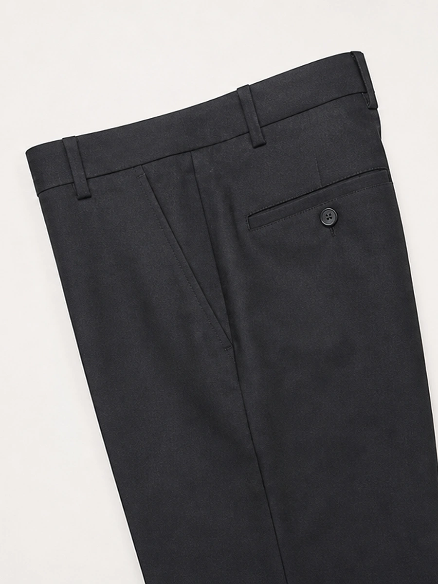 Luxury Viscose Trousers with Satin Weave -  Black