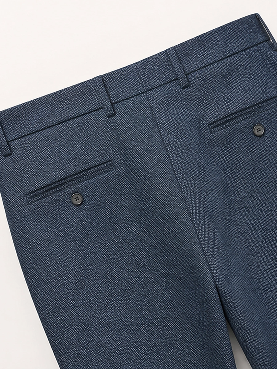 Luxury Wool Polyester Blend Trousers with Dobby Weave - Olive Ink