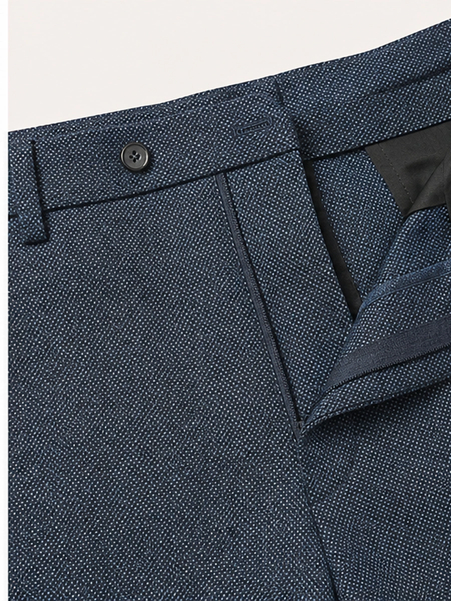 Luxury Wool Polyester Blend Trousers with Dobby Weave - Olive Ink