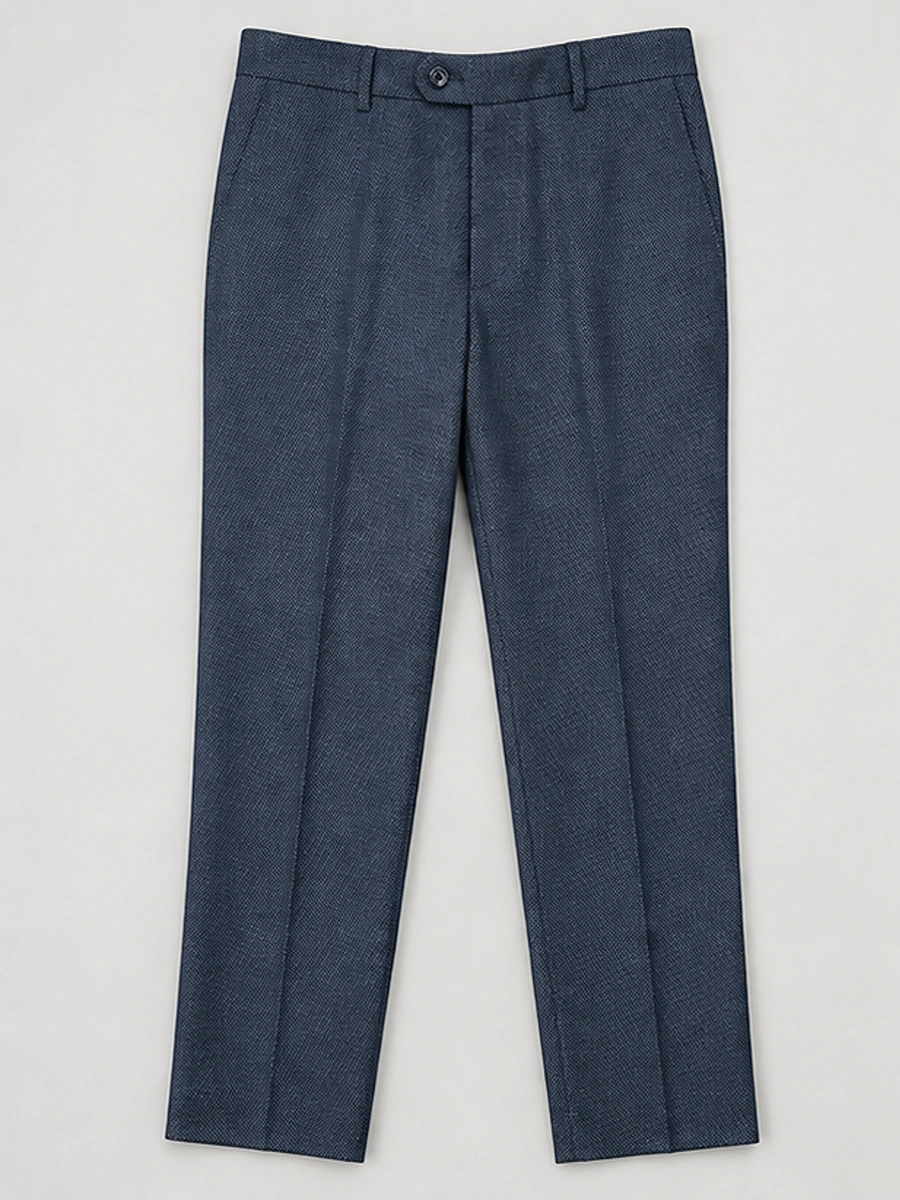 Luxury Wool Polyester Blend Trousers with Dobby Weave - Olive Ink