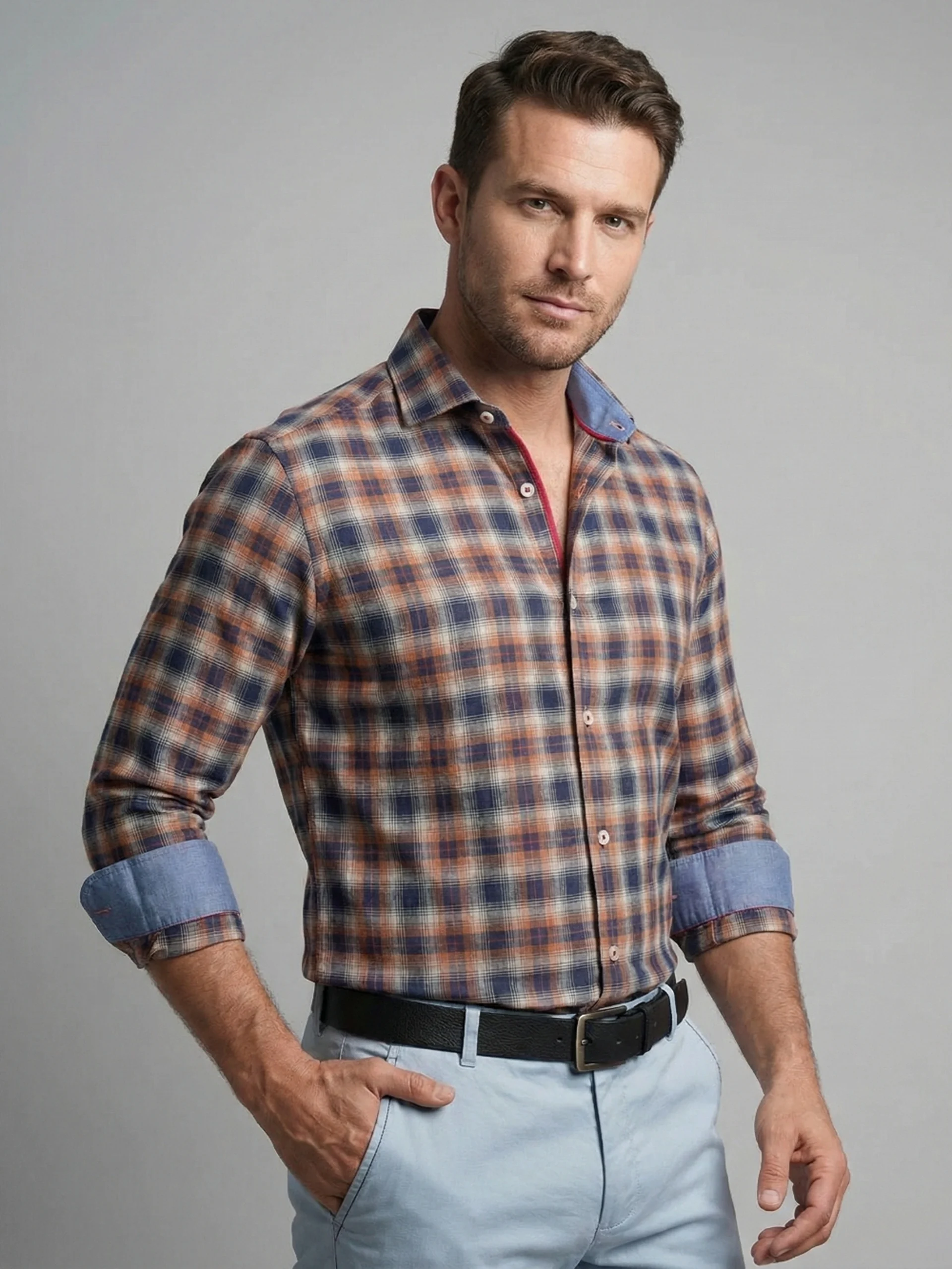 Navy Blue And Grey, Sustainable - Pure Hemp Shirt