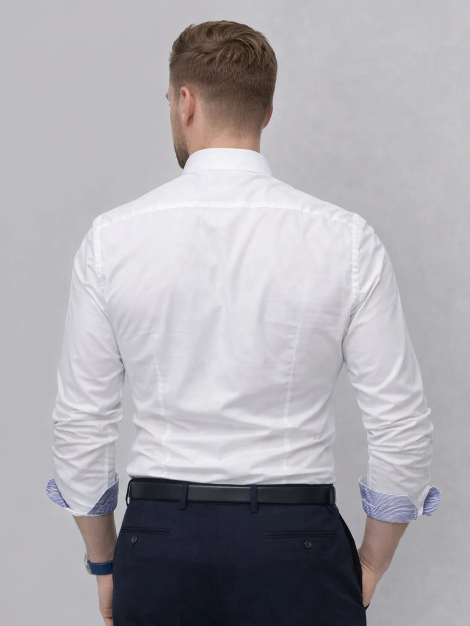 Non-Iron 100% Cotton White Shirt - Diamond Weave
