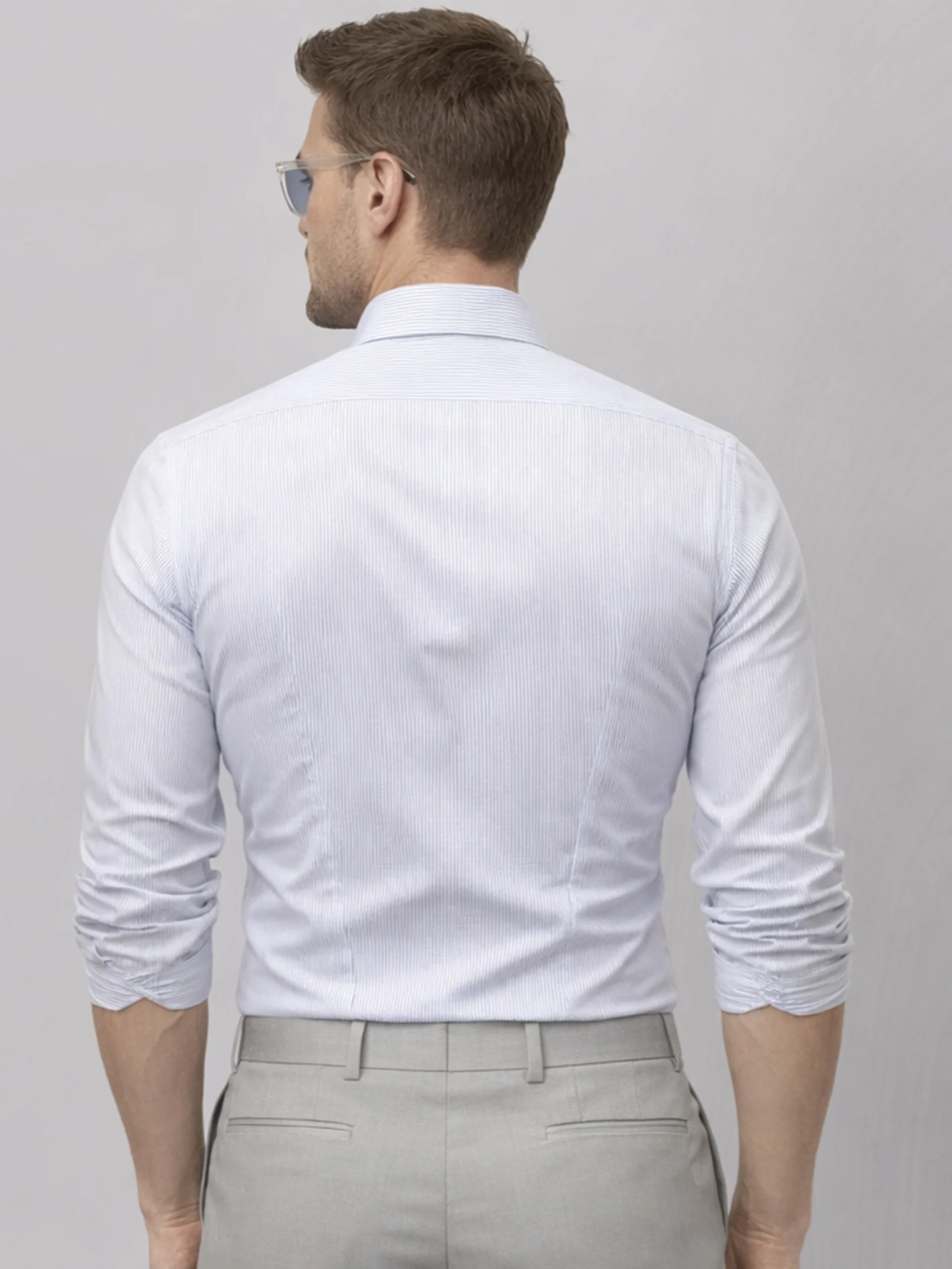 Oxford Button down Collar Shirt-Blue Pin Stripes