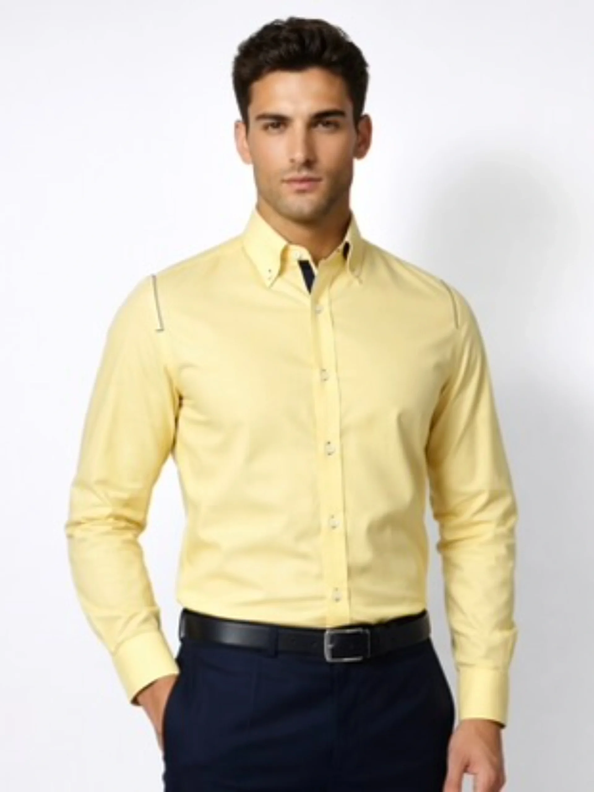 Oxford Button Down Collar Shirt - Pastel yellow