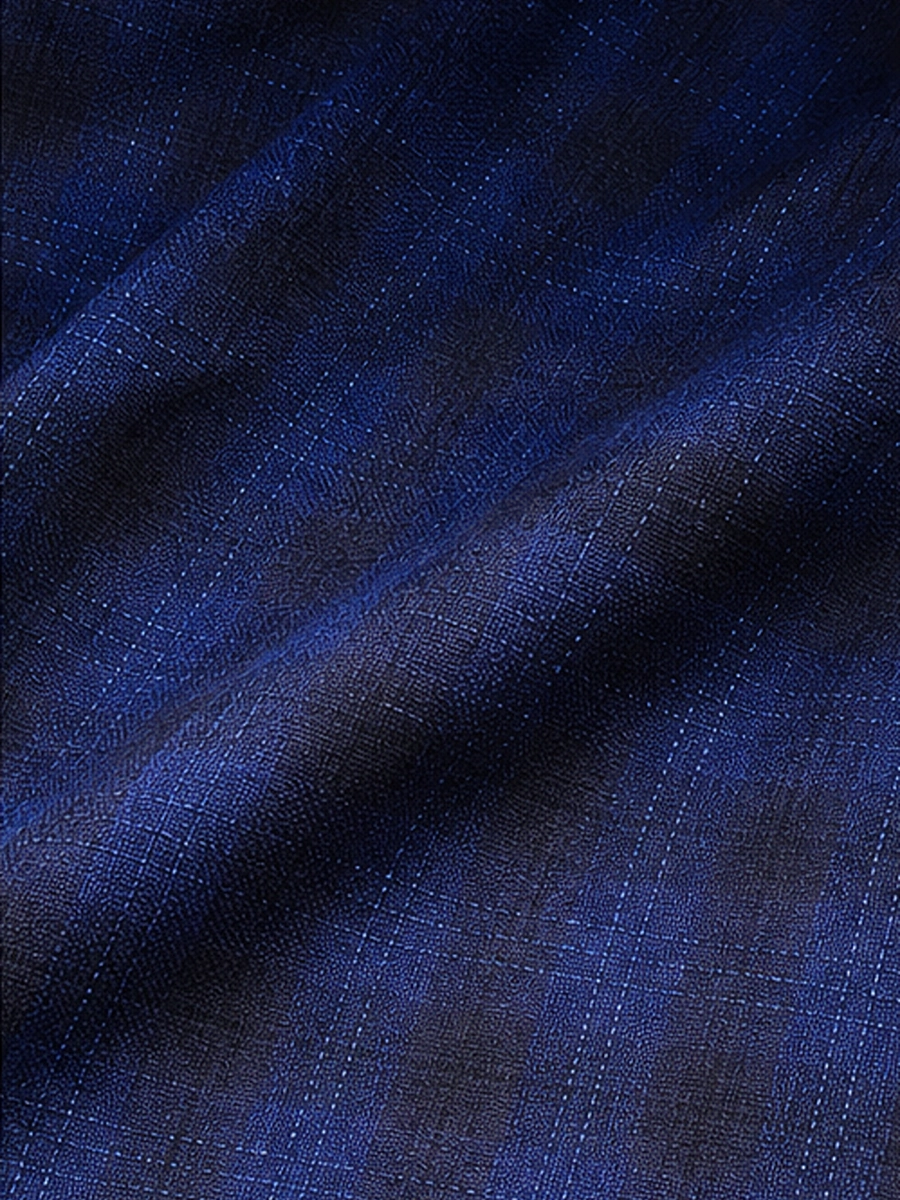 Premium Viscose Fabric Trousers with Grid Pattern - Royal Blue and Nevy
