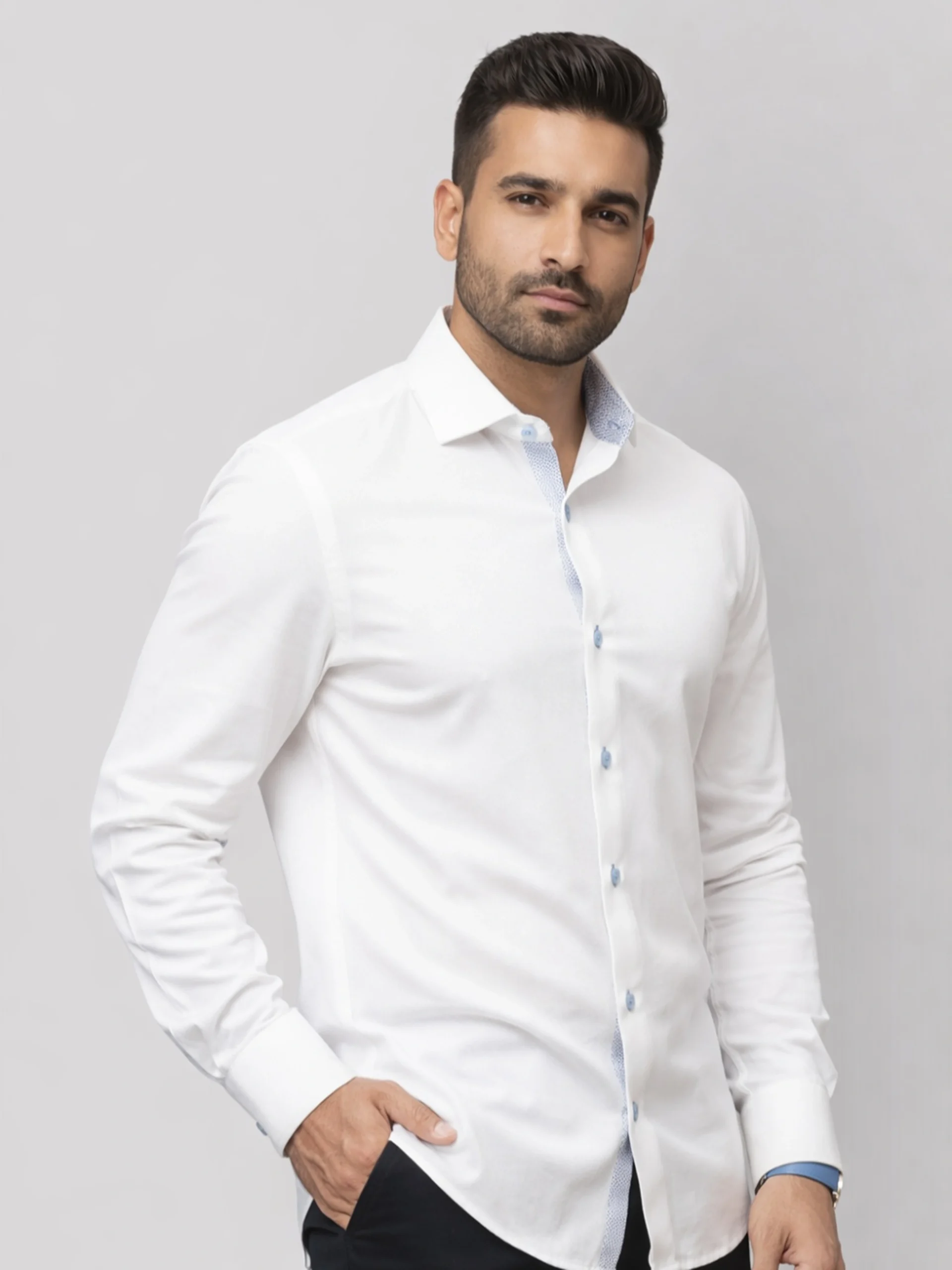 Non-Iron Stretch Swiss Winter Shirt - Piqué Knit Weave
