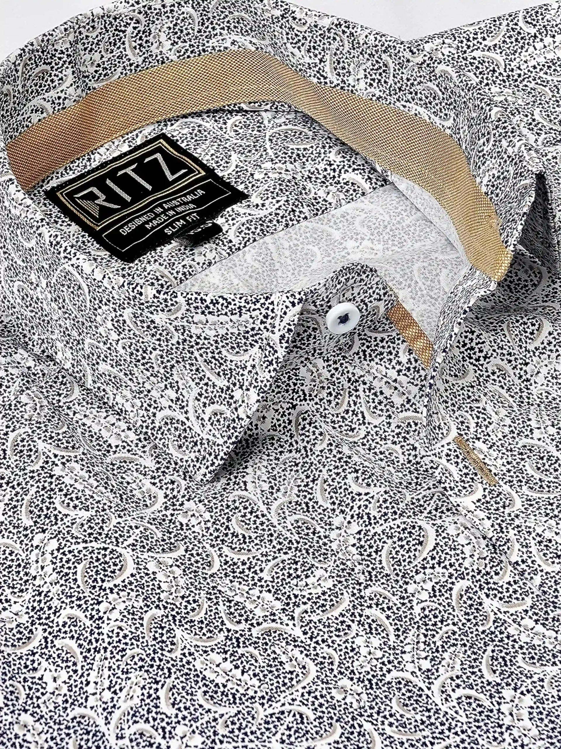 Pure Cotton Micro Abstract Print Shirt - Twill Weave