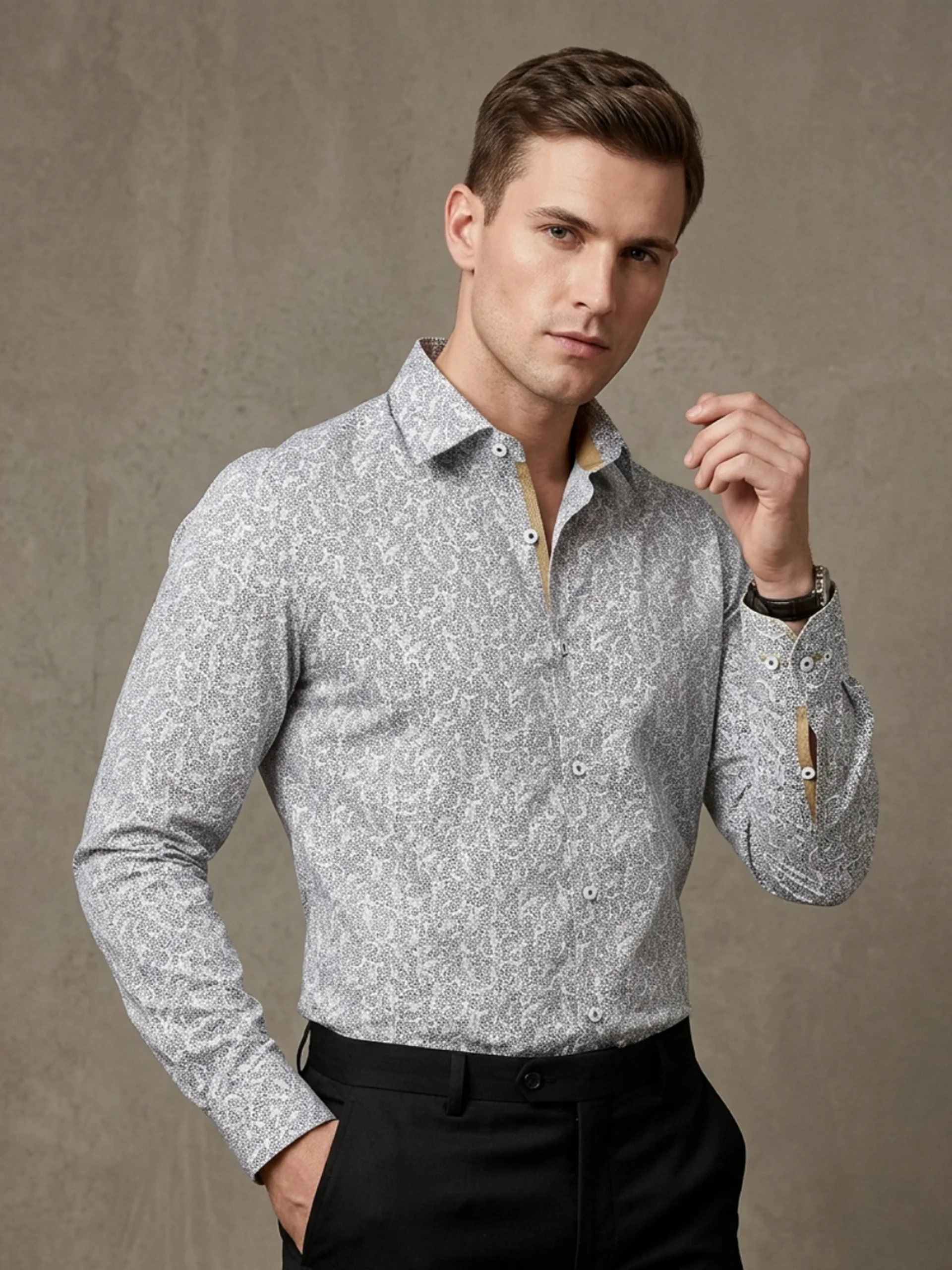 Pure Cotton Micro Abstract Print Shirt - Twill Weave