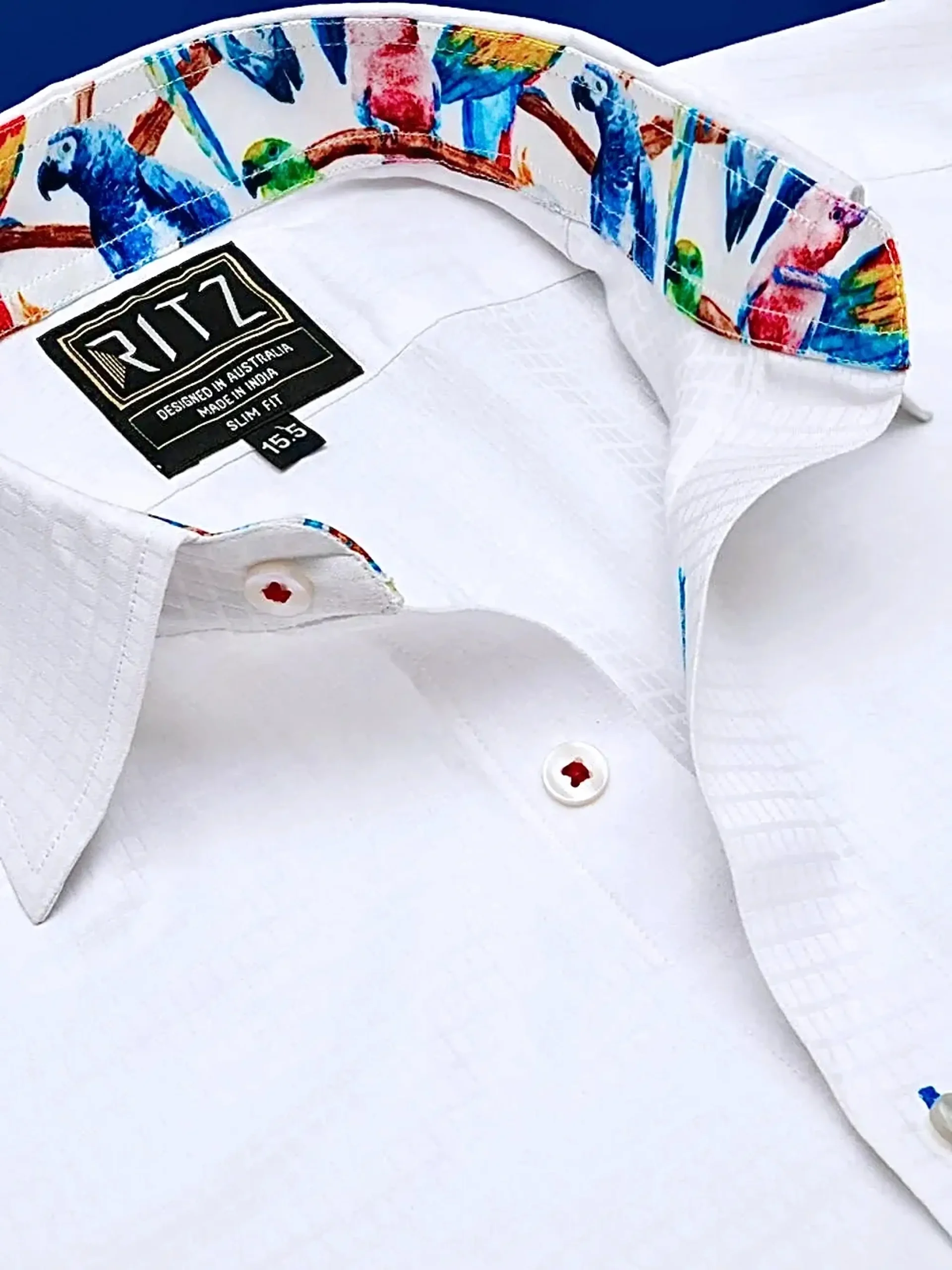 White Shirt with Signature Satin Accent - Birds